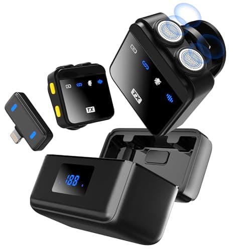 Anilivo Wireless Lavalier Microphone for iPhone/iPad with Lightning Mini Lapel Mic Wireless, 48KHz/24Bit, 150ft Range, Noise Cancellation, 70H Battery for Video Recording and Streaming