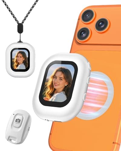 Selfie Monitor Screen with Magnetic Neck Lanyard, Wireless & Wired Connection for Vlog Live Stream TikTok YouTube, Portable HD Display Screen with Remote, Back Camera Monitor for iPhone/Android