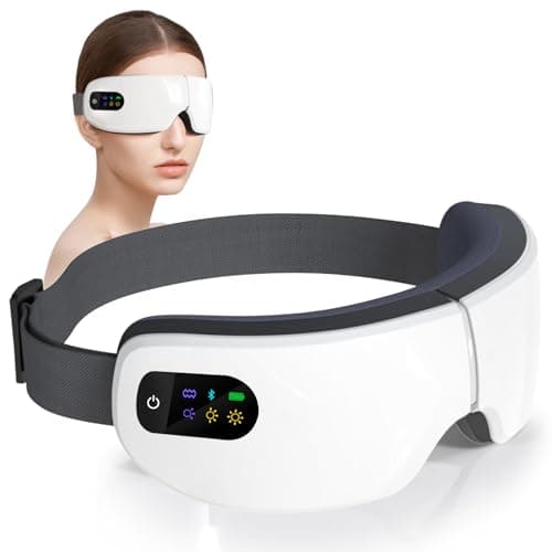 ZZR SEVEN Eye Massager with Heat, 7 Heating and Vibration Modes, Eye Mask, Birthday Gifts for Women, Men, Friend, Mom and Dad, Sleep Mask for Relax, Migraine Relief, Improve Sleep, White - Image 1