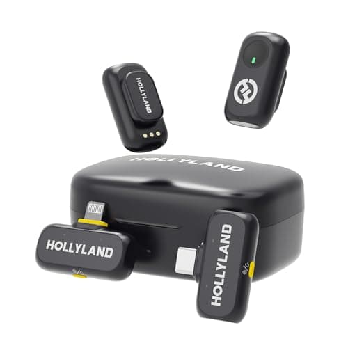 Hollyland Lark A1 Wireless Mini Microphone for iPhone & Android, 48kHz/24-bit, 3-Level Intelligent Noise Cancel, Microphone for YouTube, Podcast, Vlogging (Black, 2TX + 2RX + Charging Case) - Image 1