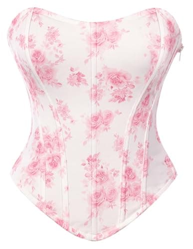 Scarlet Darkness Corset Tops for Women Renaissance Floral Bustier Western Concert Going Out Top Pink Size 6 - Image 1