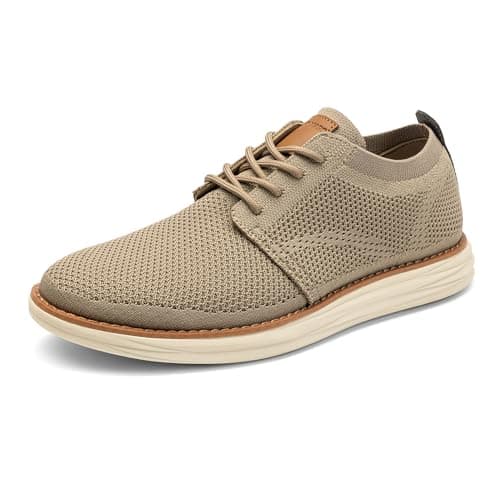 Bruno Marc Men's KnitFlex Breeze Mesh Oxford Sneakers - Breathable Business Casual Shoes Lightweight & Comfortable Walking Shoes for Men, Size 7.5,Khaki,GRAND-01 - Image 1