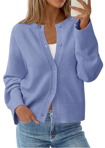 KIRUNDO Cardigan Sweaters for Women Fall Trendy Long Sleeve Chunky Knit Button Up Oversized Winter Jacket Casual Outwear(Dusty Blue, Medium) - Image 1