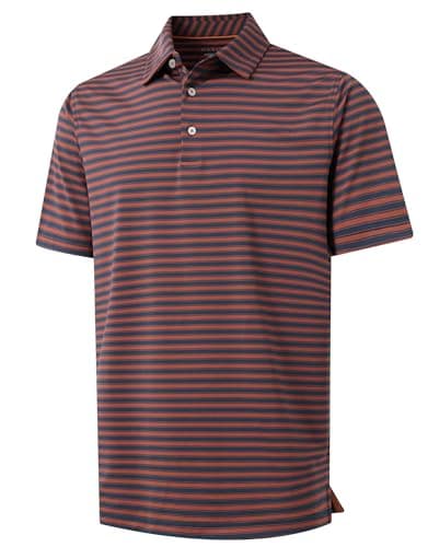 M MAELREG Golf Polo Shirts for Men Short Sleeve Dry Fit Striped Casual Collared Moisture Wicking Men's Golf Shirts - Image 1