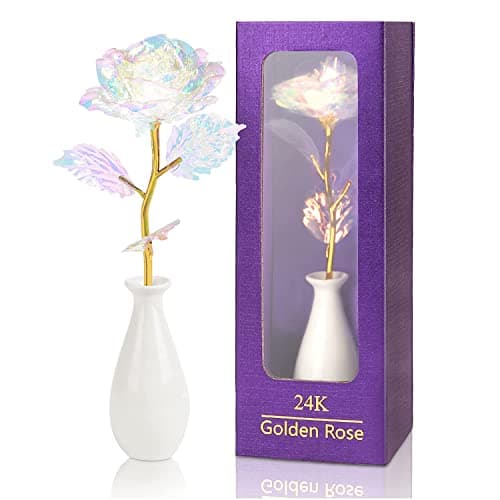 Mothers Day Mom Gifts for Women Grandma, Birthday Gifts for Women Girlfriend, Galaxy Rose Forever Flowers with Vase Base Eternal Crystal Roses Valentine Gifts for Grandma Wife Sister Daughter - Image 1