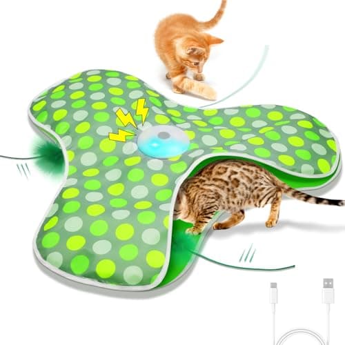 umosis Interactive Cat Toys Rechargeable,Moving Concealed Feathers,Real Mouse Squeaky,Touch Activated Cat Kitten Toy Exercise Toys for Indoor Bored Adult Cats - Image 1