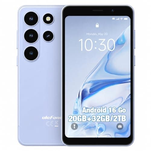 Ulefone Note 22 Unlocked Smartphone, Android 16 Go, 5.0-inch Compact Cell Phone, 20GB RAM 32GB ROM, 2TB Expandable, Removable 3000mAh Battery, Dual SIM 4G, Face Unlock, Type-C (ICY Blue) - Image 1