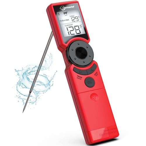 Thermochef Meat Thermometer Digital Instant Read for Grilling, High Accuracy ±1% ℉, Backlit Screen with Auto Wake/Sleep, Food Doneness Guide Thermometer for Cooking, BBQ Beef Birthday Gifts Red - Image 1