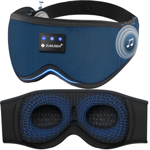 ZUMUSEN Bluetooth Sleep Headphones, 3D Wireless Music Eye Mask with Ultra-Thin Stereo Speakers, Adjustable Sleep Mask for Side Sleepers, Perfect for Travel, Meditation, Relaxation - Image 1
