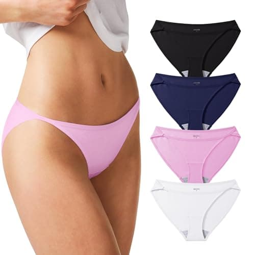 REORIA Sexy Cotton Underwear for Womens Cheeky High Cut Breathable String Bikini Panties Briefs 4 Pack - Image 1