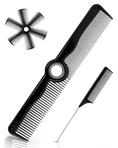 Barber Comb Set, 8" Rotatable Fine and Wide Tooth Comb, 9" Rat Tail Parting Comb, Hair Cutting Comb for Men Women, Salon Home Use, All Hair Types, Rotatable Design Reduces Hand Fatigue - Image 1