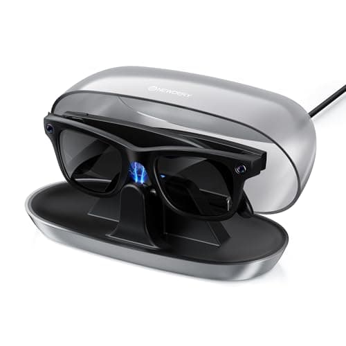 NEWDERY Charger for Ray-Ban Meta Smart Glasses, Portable Charging Dock with Dust Cover & LED Indicator, Fast Charging Compatible with Wayfarer, Skyler, Headliner - Silver - Image 1