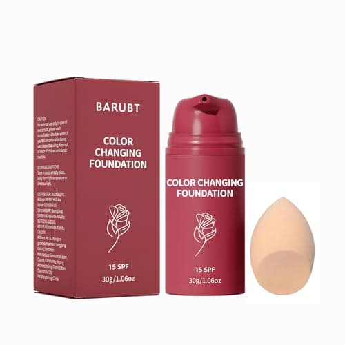 BARUBT Color Changing Foundation with SPF 15, White to Skin Tone Adapting Liquid Makeup for Mature Skin, Hydrating Waterproof Concealer Base with Hyaluronic Acid, 30g/1.06oz 1PCS - Image 1