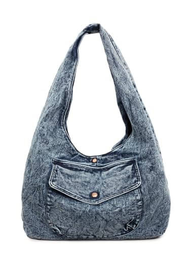 Flowyair Womens Denim Purse Trendy Canvas Large Capacity Jean Hobo Tote Bag - Image 1