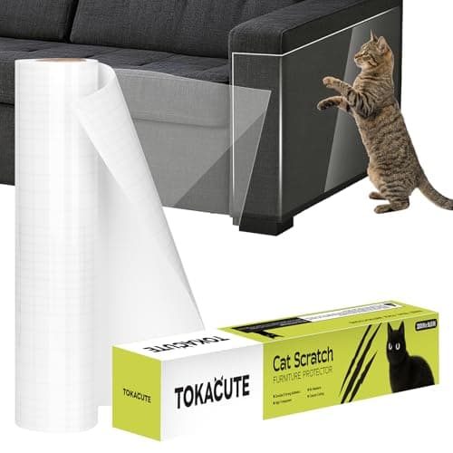 TOKACUTE 200" x 16.5" Anti Cat Scratch Furniture Protector, Single-Sided Sticky Couch Protector from Cats Claws, Couch Corner Guard Under Pet Claws, Thicken Viny Flexible Scratch Deterrent Tape - Image 1