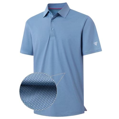 M MAELREG Mens Golf Shirts Short Sleeve Jacquard Casual Performance Moisture Wicking Collared Polo Shirts for Men Aqua - Image 1