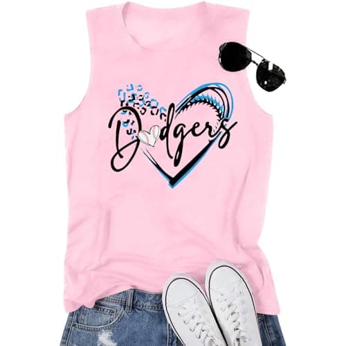 Baseball Tanks Top Women Baseball Love Graphic Shirts Ballgame Sleeveless Tops Casual Sports Season Tee Pink