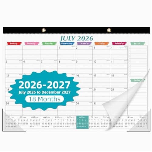 Tcamp Desk Calendar 2026-2027, Large Desktop/Wall Monthly Calendar (Jul. 2026 - Dec. 2027) 17'' x 12'' School Year Wall Desk Planner for Teacher Family School Office Supplies - Image 1