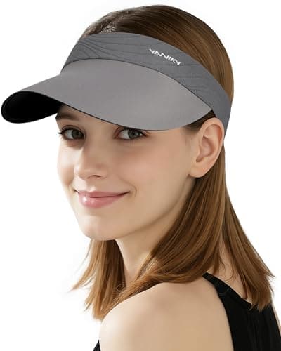 YANIKY Sun Visor Hat for Women,UPF50+ Seamless Sun Hats Men Women Lightweight Sports Cap Stretchy Ponytail Hat for Outdoor Dark Grey - Image 1