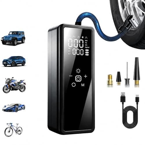 Tire Inflator Portable Air Compressor, 150PSI Digital CordlessTire Inflator with Auto Shut-Off, LED Light & Window Breaker, for Car SUV Motorcycle Bicycle Balls (Slim) - Image 1