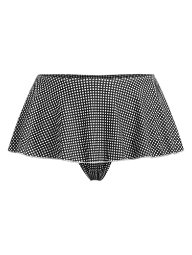 ZAFUL Women's Swim Skirt with Thong Hipster Ruffle Gingham Tankini Swimsuit Plaid Cheeky Bathing Suit Bikini Bottoms Black M - Image 1