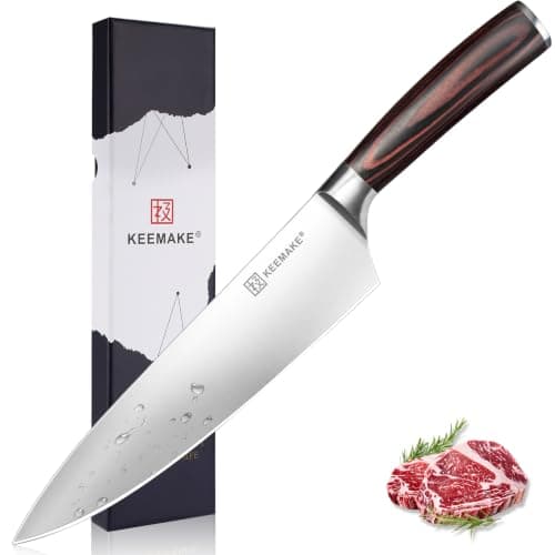 KEEMAKE Chef Knife - 8 Inch High Carbon Stainless Steel Kitchen Knife with Ergonomic Handle, Professional Kitchen Gadgets with Gift Box for Men and Women, Father Day Gifts - Image 1