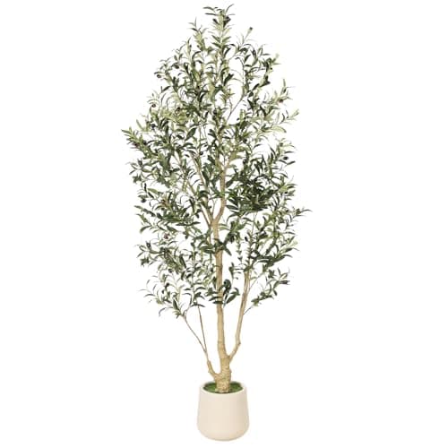 FEELEAD Olive Trees Artificial Indoor 6ft with Planter Faux Olive Tree with Lifelike Trunk & Realistic Leaves for Home Office Decor, Tall Fake Tree for Living Room - Image 1