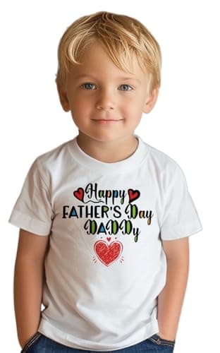 Father's Day Shirt for Toddler Happy Father's Day Daddy Kids Baby Boy Girl Short Sleeve T-Shirt Top(Happy Father's Day,2-3T) - Image 1