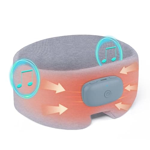 Heated Eye Masks for Dry Eyes with Bluetooth 6.0 Headphones - 3 Heat Levels, Memory Function, Soft Fabric Sleep Mask for Eye Strain & Migraine Relief - Unisex Light Gray - Image 1