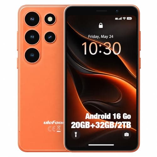 Ulefone Note 22 Unlocked Smartphone, Android 16 Go, 5.0-inch Compact Cell Phone, 20GB RAM 32GB ROM, 2TB Expandable, Removable 3000mAh Battery, Dual SIM 4G, Face Unlock, Type-C (Cosmic Orange) - Image 1