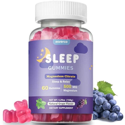 esverco Sleep Gummies, 500mg Magnesium Citrate, High Absorption Magnesium Gummies with L-Theanine and Herbal Blend for Sleep, Mood, Relaxation, for Adults, Vegan, Grape Flavor, 60 Count - Image 1