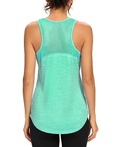 Quccefods Workout Tank Tops for Women Sleeveless Athletic Yoga Shirts Mesh Racerback Tank Tops Gym Workout Clothes Light Green - Image 1