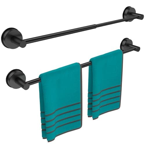 Towel Bar for Bathroom Wall,Adjustable 12~21 Inch Towel Racks for Bathroom Wall Mounted, Towel Holder for Glass Shower Door,Bathroom Accessories,Apparment Essentials,Home Decor-Black(2pcs)