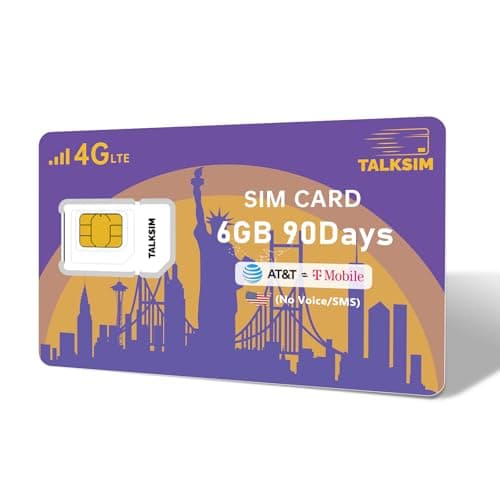 TALKSIM Data SIM Card 6GB 90Days Support AT&T, T-Mobile, 4G LTE USA SIM Compatible with Unlocked Security Camera/Tablet/Smart Watch/Hunting Trail Camera/GPS Tracker iot Devices - Image 1