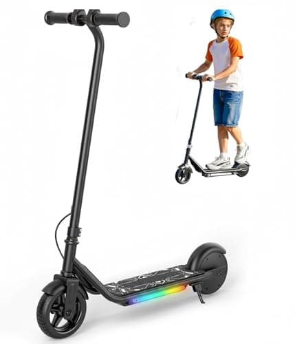 Kids Electric Scooter, 10MPH Max Speed, Double Brake, Magnetic Charging, Pedal Light, 150W Motor, Electric Scooter for Kids Aged 6-12 (10MPH Max Speed, Black) - Image 1