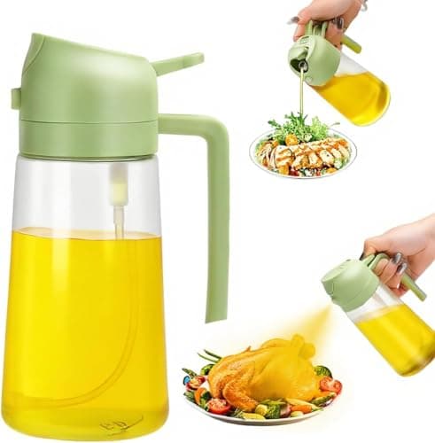 Aovdy 16oz/470ml Glass Olive Oil Sprayer for Cooking - 2 in 1 Olive Oil Dispenser Bottle Spray and Pour for Kitchen Gadgets Cooking Air Fryer Salad BBQ (Green) - Image 1