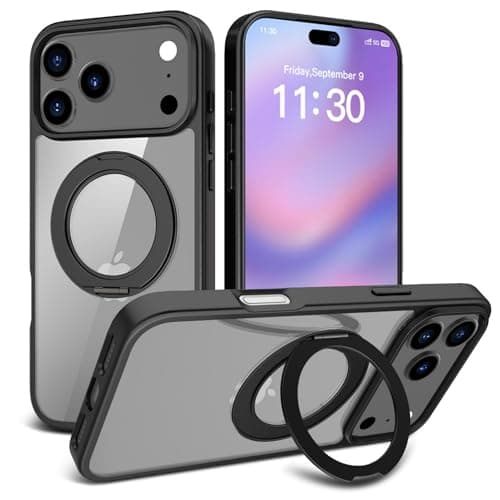 BSHITWO Magnetic Case for iPhone 17 Pro Max 6.9 Inch, Translucent Matte Shockproof Cover Compatible with MagSafe, Military Grade Drop Protection Anti-Fingerprint Slim Phone Shell Black - Image 1