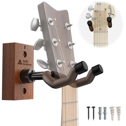 Guitar Wall Mount Nitro Safe, Auto-Adaptive Angle Adjustable Guitar Hanger, U-Shape Hook, Wood Guitar Holder Stand Display for Bass Acoustic Electric Guitar Mandolin Banjo Ukulele Wall Mount Hangers - Image 1