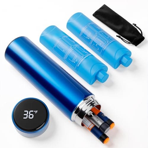 TSA Approved Insulin Cooler Travel Case, 60H Digital Display Diabetes Medication Cooler, Portable Refrigerated Medicine Case with Thermometer & Biogel Ice Pack (Blue) - Image 1
