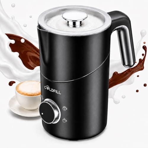 COLDFILL 8-in-1 Milk Frother, 21.16oz/600ml Automatic Milk Frother and Steamer, Electric Hot & Cold Foam Maker, Ergonomic Grip Detachable Frother for Coffee, Latte, Cappuccino, Dishwasher Safe