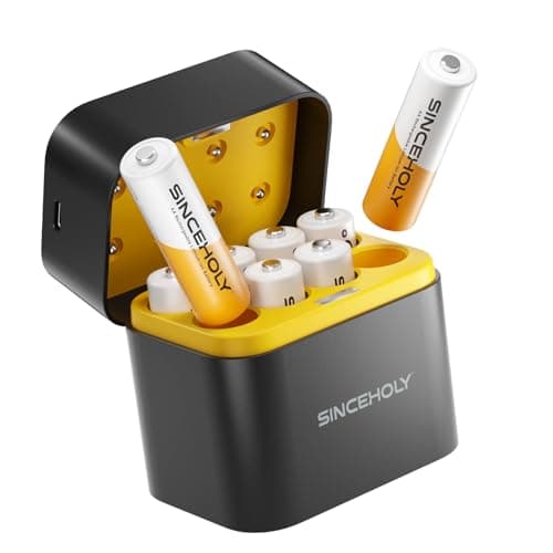 SINCEHOLY 8 Pack Rechargeable Lithium AA Batteries with Fast Charger, 1.5V 3000mWh Double a Batteries, 1600+ Cycle Times Long Lasting AA Li-ion Battery - Image 1