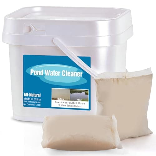 Pond Water Cleaner, 12 Packets Natural Pond Clarifier Treatment for Improving Water Clarity, Eliminate Odor, Cleaner and Clear for Outdoor Ponds & Lakes, Safe for Fish, Pets, Livestock and Swimming - Image 1