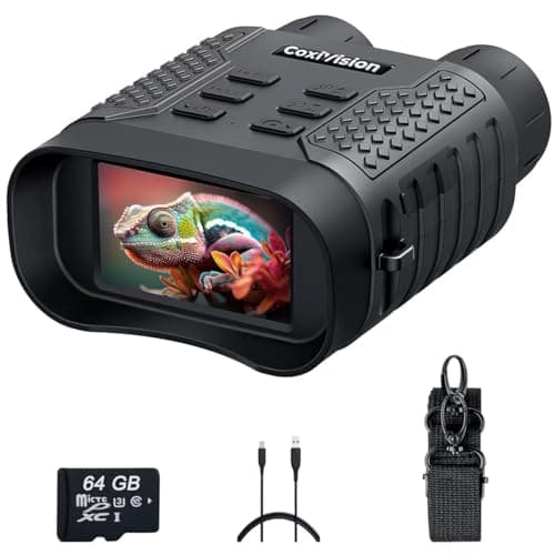 CoxiVision 4K Night Vision Goggles - 3.1'' HD Screen, 5X Digital Zoom, 7-Level IR Illuminator Binoculars with 64GB Memory Card and Detachable 4400mAh Battery - Day and Night Photo and Video Recording - Image 1