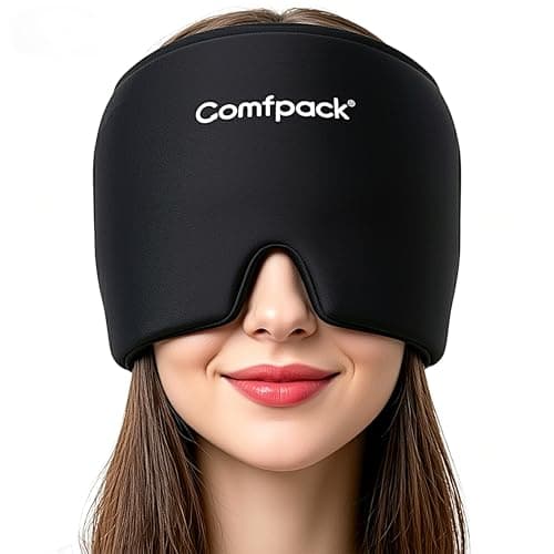 Comfpack Migraine Relief Cap with 30% Longer Cold, Headache Relief Hat Ice Pack Mask Product, Soft Cooling Gel Head Wrap Cold Therapy Hat for Migraine, Sinus Pain, Stress Relief, Sleep & Hangover - Image 1