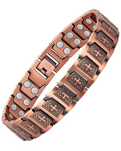 Feraco Copper Cross Bracelet for Men,Magnetic Therapy Cooper Christian Bracelets with 46 Magnets, Men's 99.99% Pure Copper Jewelry - Image 1