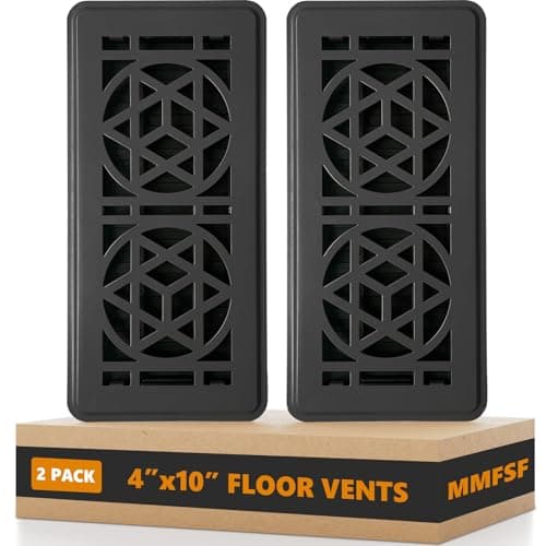 2 Pack Floor Vent Covers, Floor Register 4x10, Heavy Duty Walkable Steel Vent Cover, Adjustable Decorative Vent Covers for Home Floor Ceiling or Sidewall Vent, Rust-Proof Finish (Black) - Image 1