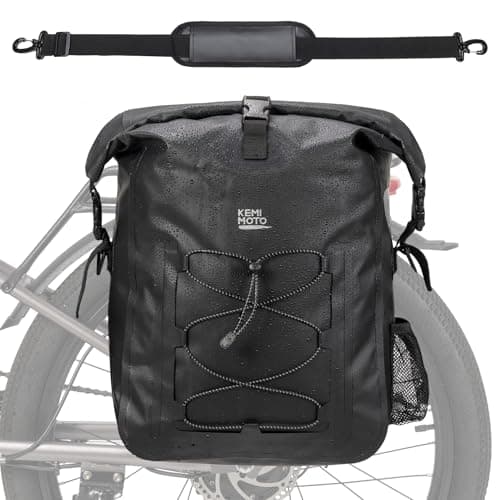 KEMIMOTO Bike Pannier Waterproof, 30L Heavy-Duty Bicycle Saddle Bag for Rear Rack, Side Bag with Laptop Compartment & Reflective, PVC Air-Tight Material – Commuting Touring Grocery Shoulder Carry - Image 1
