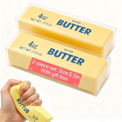 2pcs Butter Squishy, Soft Slow Rising Squeeze Toys, Butter Stick Squishy Fidget Toys and Stress Balls Squishies for Office Desk Toys, Party Favors & Birthday Gifts(Light Yellow) - Image 1