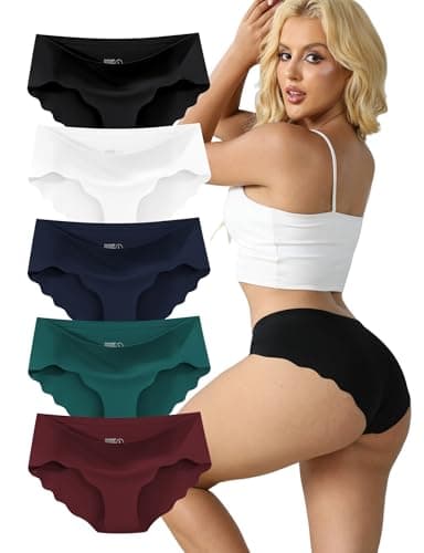 MCOWOD Seamless Underwear for Women Low Rise Hipster Wave Edge Sexy No Show Bikini Panties Multicolor Size S 5 Pack - Image 1