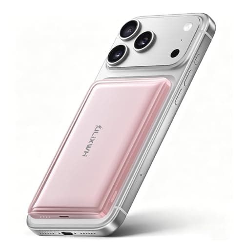 ULiXWH SlimMag Power Bank, Ultra-Slim 5000mAh Wireless Magnetic Portable Charger, Fast Charging for MagSafe Battery Pack, Travel Essentials for iPhone 17 Pro Max/17 Pro/Air/16/15/14/13/12, Pink